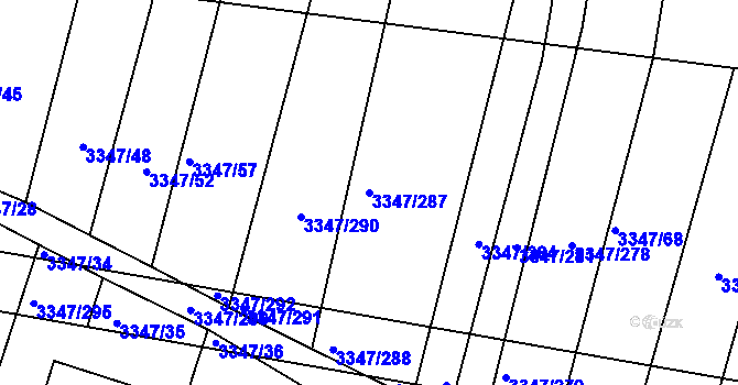 Parcela st. 3347/287 v KÚ Mikulov na Moravě, Katastrální mapa