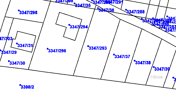 Parcela st. 3347/293 v KÚ Mikulov na Moravě, Katastrální mapa