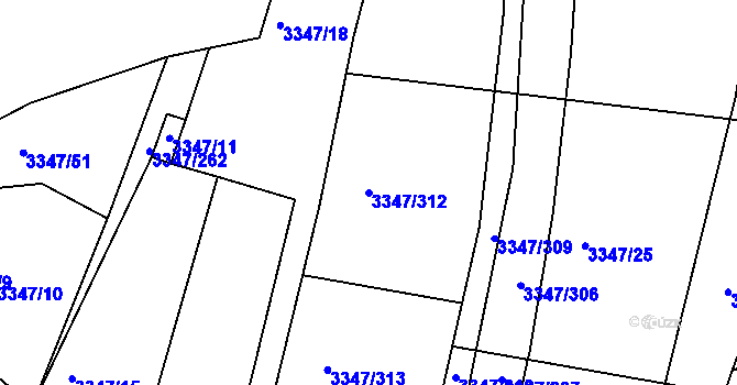 Parcela st. 3347/312 v KÚ Mikulov na Moravě, Katastrální mapa