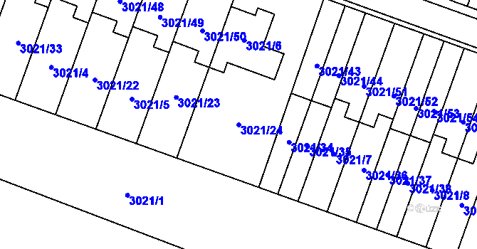 Parcela st. 3021/24 v KÚ Mikulov na Moravě, Katastrální mapa
