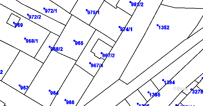 Parcela st. 967/2 v KÚ Mikulov na Moravě, Katastrální mapa