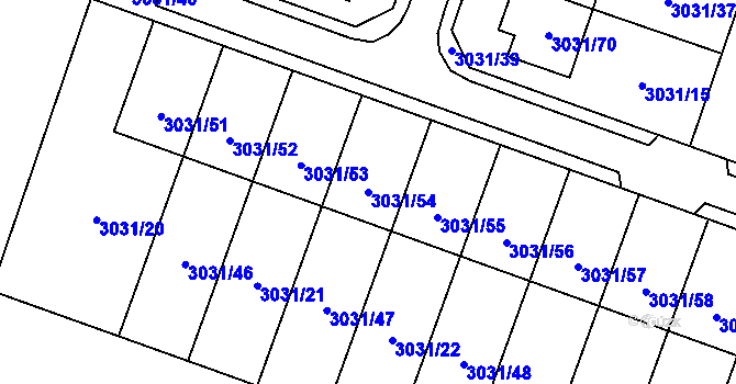 Parcela st. 3031/54 v KÚ Mikulov na Moravě, Katastrální mapa