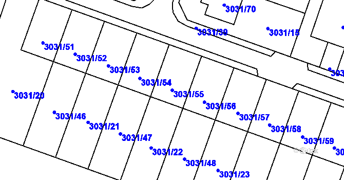 Parcela st. 3031/55 v KÚ Mikulov na Moravě, Katastrální mapa