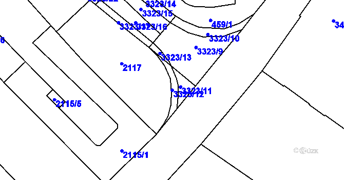 Parcela st. 3323/12 v KÚ Mikulov na Moravě, Katastrální mapa