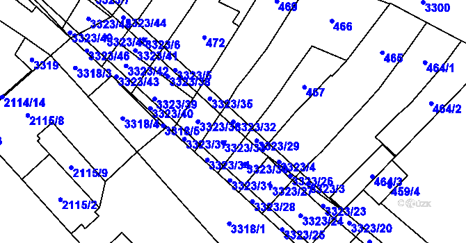 Parcela st. 3323/32 v KÚ Mikulov na Moravě, Katastrální mapa