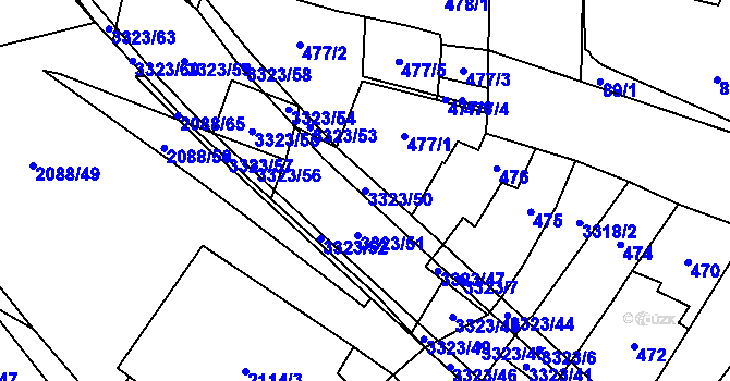 Parcela st. 3323/50 v KÚ Mikulov na Moravě, Katastrální mapa