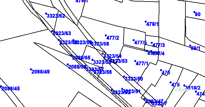 Parcela st. 3323/54 v KÚ Mikulov na Moravě, Katastrální mapa