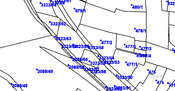 Parcela st. 3323/58 v KÚ Mikulov na Moravě, Katastrální mapa
