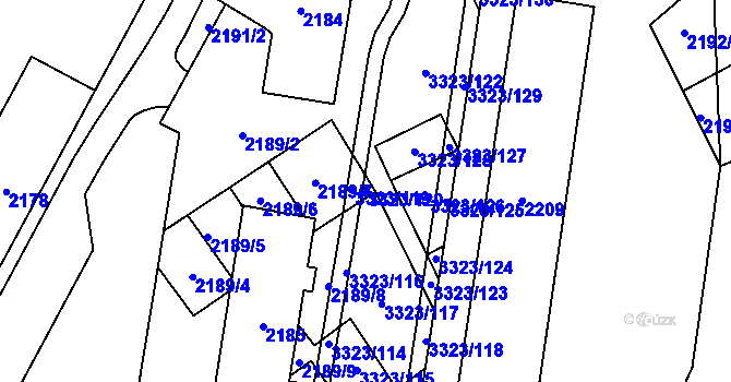 Parcela st. 3323/120 v KÚ Mikulov na Moravě, Katastrální mapa