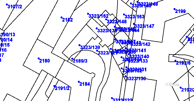 Parcela st. 3323/121 v KÚ Mikulov na Moravě, Katastrální mapa