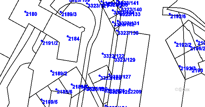 Parcela st. 3323/122 v KÚ Mikulov na Moravě, Katastrální mapa