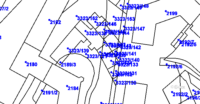 Parcela st. 3323/136 v KÚ Mikulov na Moravě, Katastrální mapa