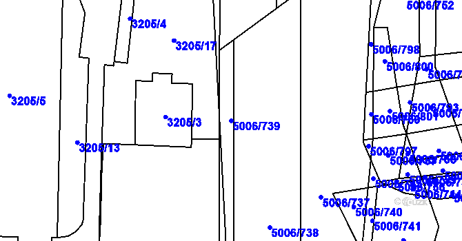 Parcela st. 5006/739 v KÚ Mikulov na Moravě, Katastrální mapa