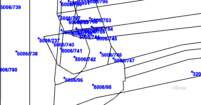 Parcela st. 5006/746 v KÚ Mikulov na Moravě, Katastrální mapa