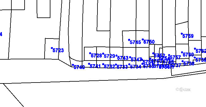 Parcela st. 5729 v KÚ Mikulov na Moravě, Katastrální mapa