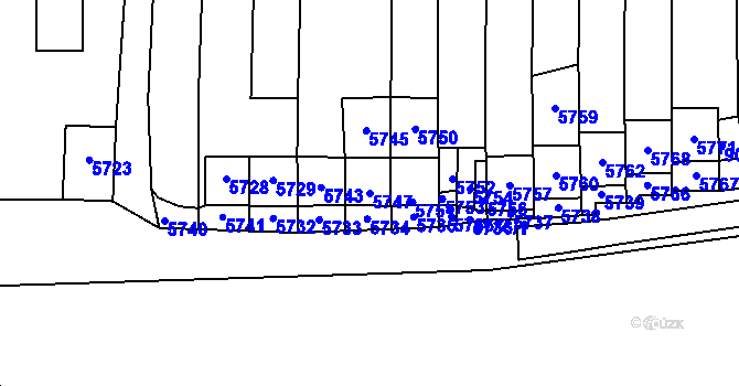 Parcela st. 5747 v KÚ Mikulov na Moravě, Katastrální mapa