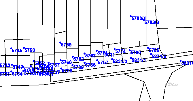 Parcela st. 5771 v KÚ Mikulov na Moravě, Katastrální mapa