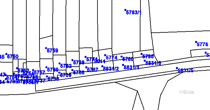 Parcela st. 5774 v KÚ Mikulov na Moravě, Katastrální mapa