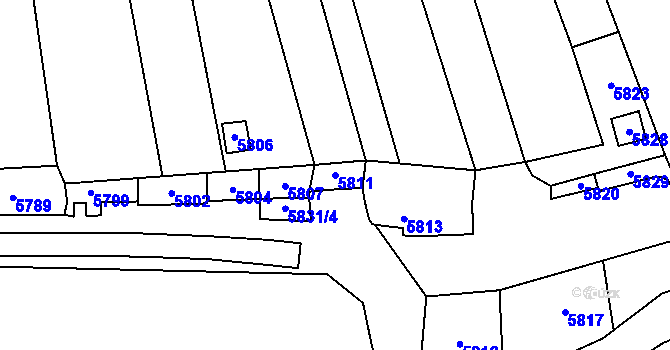 Parcela st. 5811 v KÚ Mikulov na Moravě, Katastrální mapa