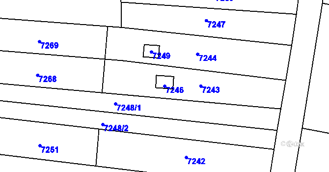Parcela st. 7246 v KÚ Mikulov na Moravě, Katastrální mapa