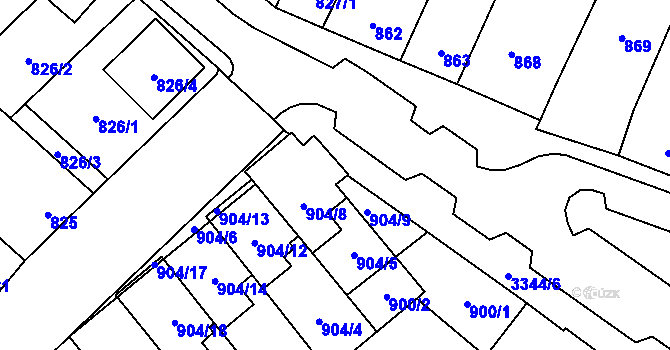 Parcela st. 904/19 v KÚ Mikulov na Moravě, Katastrální mapa