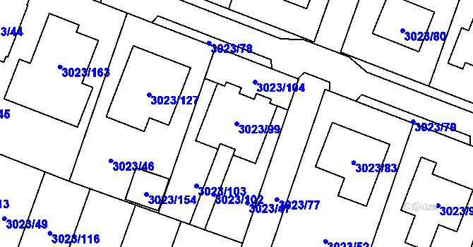 Parcela st. 3023/99 v KÚ Mikulov na Moravě, Katastrální mapa