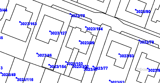 Parcela st. 3023/100 v KÚ Mikulov na Moravě, Katastrální mapa