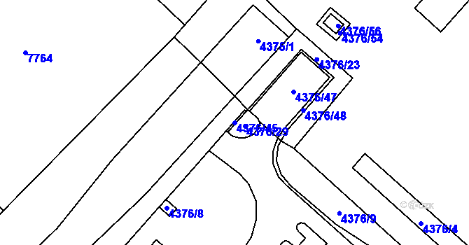 Parcela st. 4376/45 v KÚ Mikulov na Moravě, Katastrální mapa