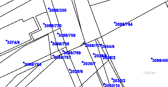 Parcela st. 3088/721 v KÚ Mikulov na Moravě, Katastrální mapa