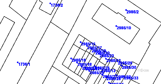 Parcela st. 2985/15 v KÚ Mikulov na Moravě, Katastrální mapa