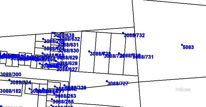 Parcela st. 3088/729 v KÚ Mikulov na Moravě, Katastrální mapa