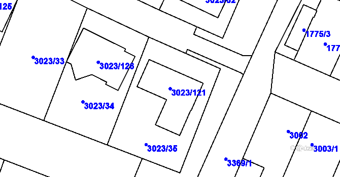 Parcela st. 3023/121 v KÚ Mikulov na Moravě, Katastrální mapa