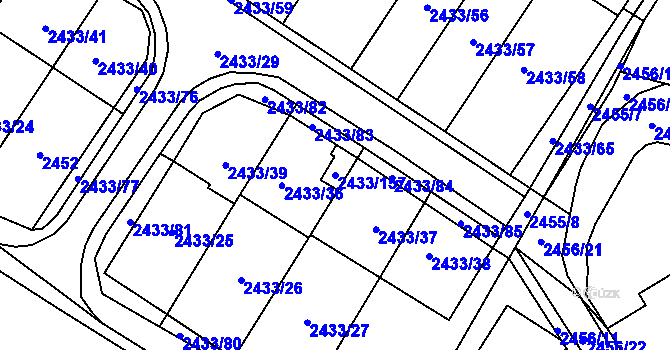 Parcela st. 2433/157 v KÚ Mikulov na Moravě, Katastrální mapa