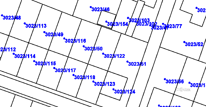 Parcela st. 3023/122 v KÚ Mikulov na Moravě, Katastrální mapa