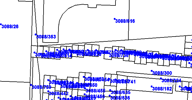 Parcela st. 3088/735 v KÚ Mikulov na Moravě, Katastrální mapa