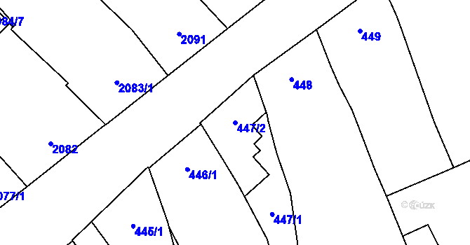 Parcela st. 447/2 v KÚ Mikulov na Moravě, Katastrální mapa