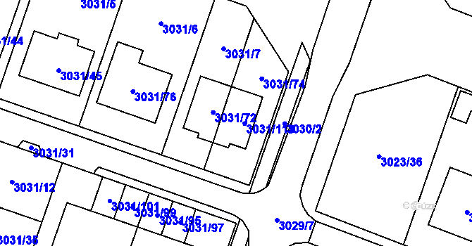 Parcela st. 3031/73 v KÚ Mikulov na Moravě, Katastrální mapa
