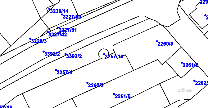 Parcela st. 2257/14 v KÚ Mikulov na Moravě, Katastrální mapa