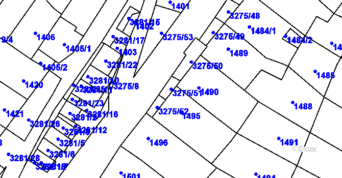 Parcela st. 3275/51 v KÚ Mikulov na Moravě, Katastrální mapa