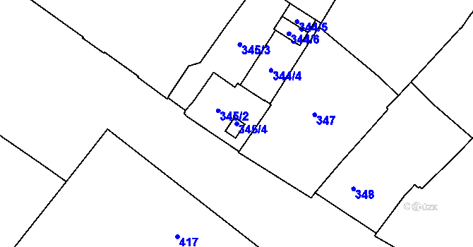 Parcela st. 345/4 v KÚ Mikulov na Moravě, Katastrální mapa