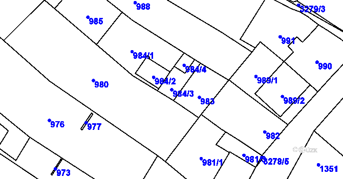 Parcela st. 984/3 v KÚ Mikulov na Moravě, Katastrální mapa