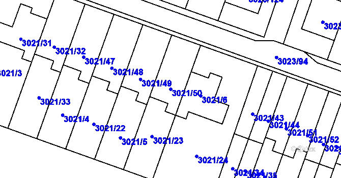 Parcela st. 3021/50 v KÚ Mikulov na Moravě, Katastrální mapa