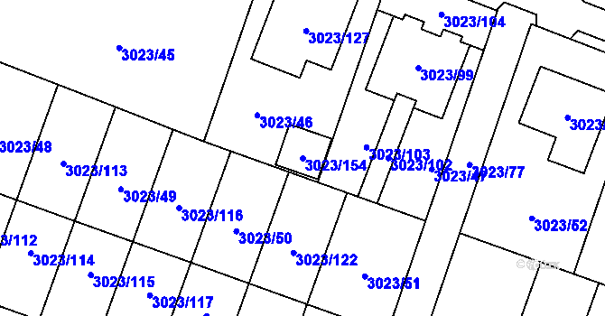 Parcela st. 3023/154 v KÚ Mikulov na Moravě, Katastrální mapa