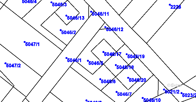 Parcela st. 5046/5 v KÚ Mikulov na Moravě, Katastrální mapa