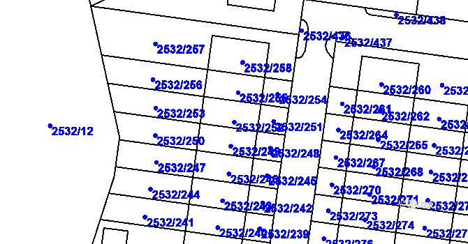 Parcela st. 2532/252 v KÚ Mikulov na Moravě, Katastrální mapa