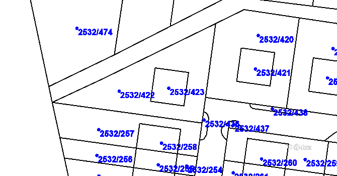 Parcela st. 2532/423 v KÚ Mikulov na Moravě, Katastrální mapa
