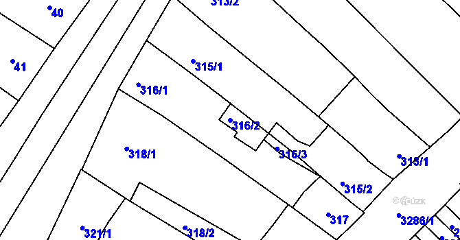 Parcela st. 316/2 v KÚ Mikulov na Moravě, Katastrální mapa