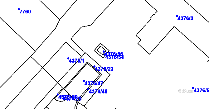 Parcela st. 4376/54 v KÚ Mikulov na Moravě, Katastrální mapa