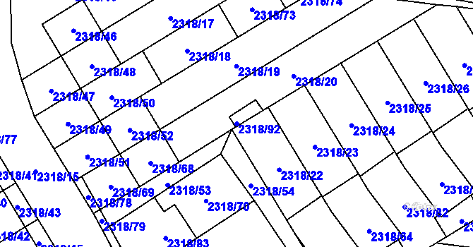 Parcela st. 2318/92 v KÚ Mikulov na Moravě, Katastrální mapa