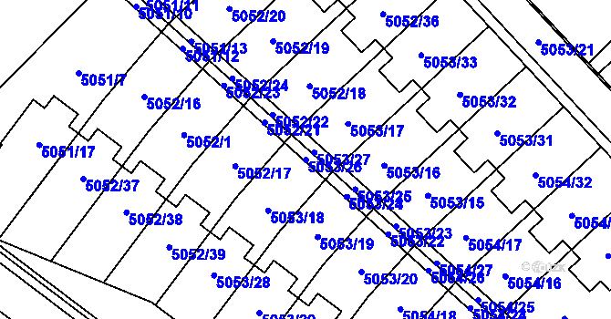 Parcela st. 5053/26 v KÚ Mikulov na Moravě, Katastrální mapa